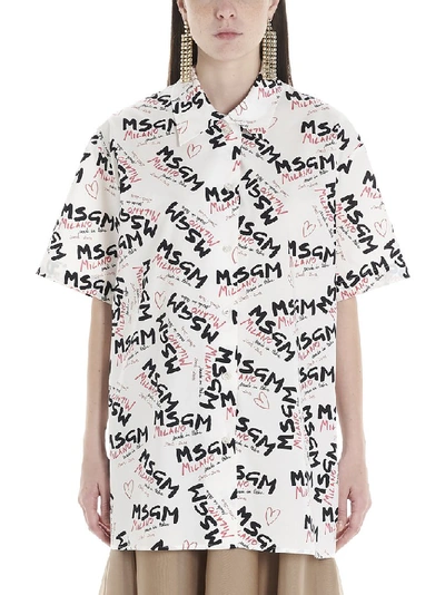 Shop Msgm All Over Logo Shirt In Multi