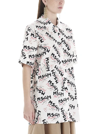 Shop Msgm All Over Logo Shirt In Multi