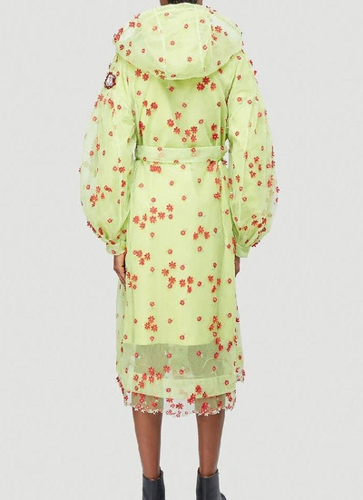 Shop Moncler Genius Moncler X Simone Rocha Floral Embroidered Trench Coat In Yellow