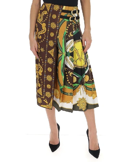 Shop Versace Printed Midi Dress In Multi