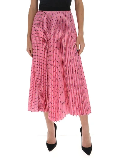 Shop Miu Miu All Over Logo Pleated Skirt In Pink