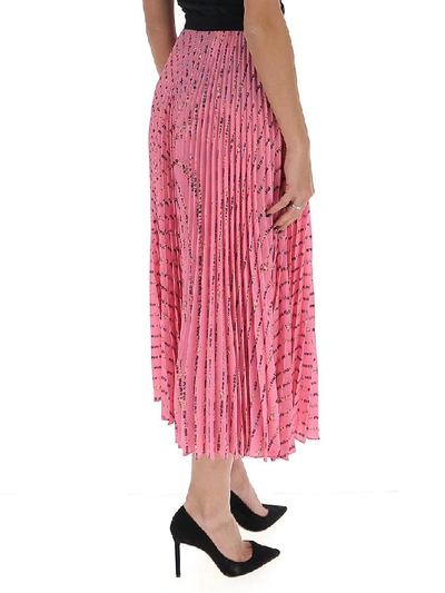 Shop Miu Miu All Over Logo Pleated Skirt In Pink