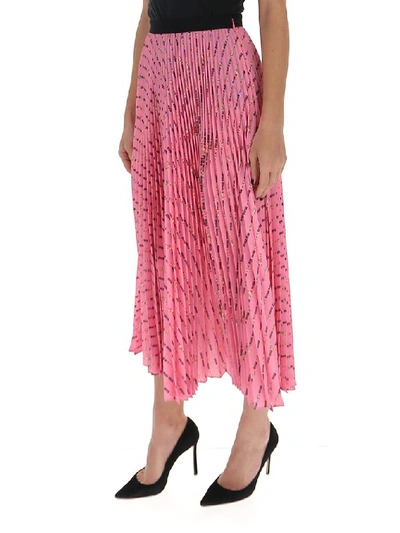 Shop Miu Miu All Over Logo Pleated Skirt In Pink