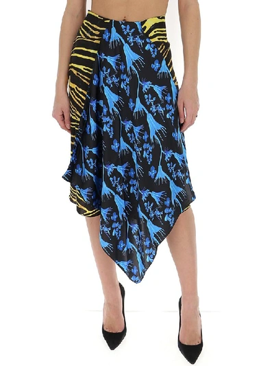 Shop Marine Serre Contrasting Panelled Asymmetric Skirt In Multi