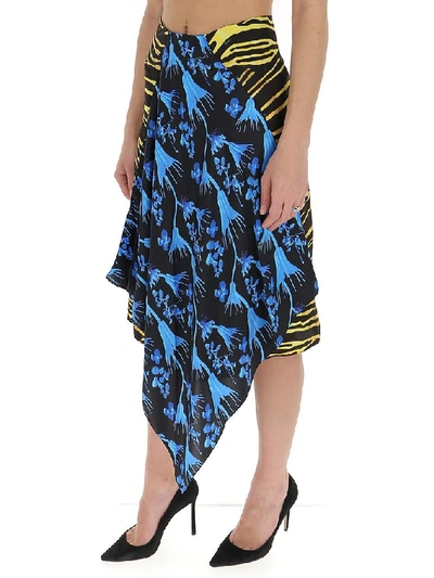 Shop Marine Serre Contrasting Panelled Asymmetric Skirt In Multi