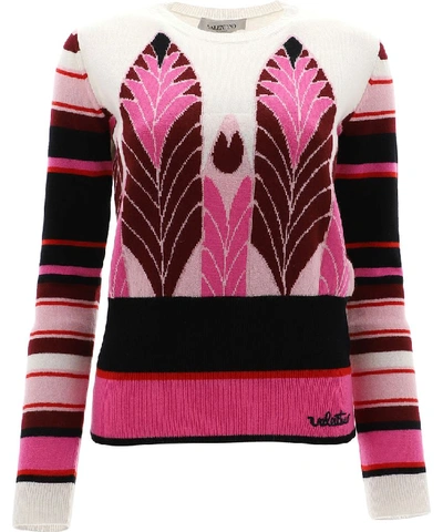 Shop Valentino Jacquard Motif Sweaters In Multi
