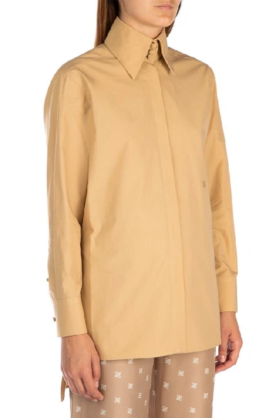 Shop Fendi Ff Karligraphy Embroidered Shirt In Gold