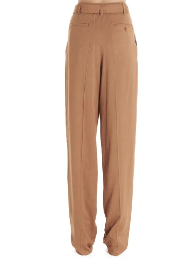 Shop Lemaire Belted Pants In Brown