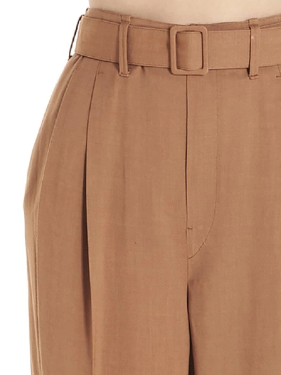 Shop Lemaire Belted Pants In Brown