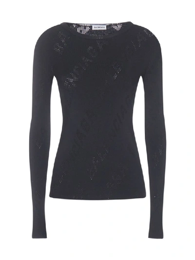 Shop Balenciaga Knitted Pullover In Black