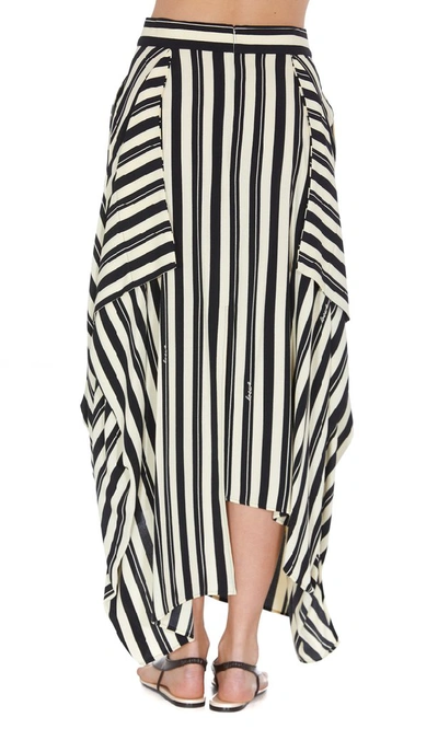 Shop Loewe Striped Asymmetric Skirt In Black