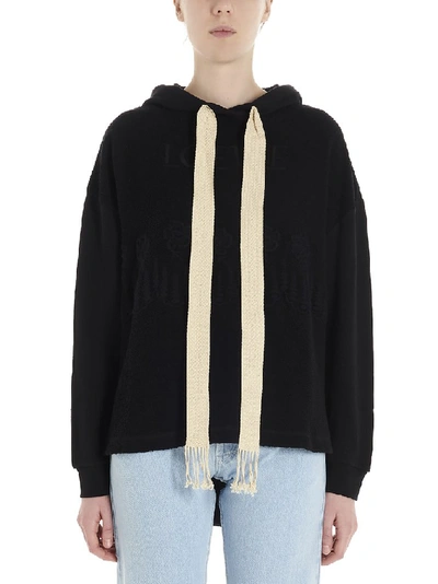 Shop Loewe Logo Drawstring Hoodie In Black