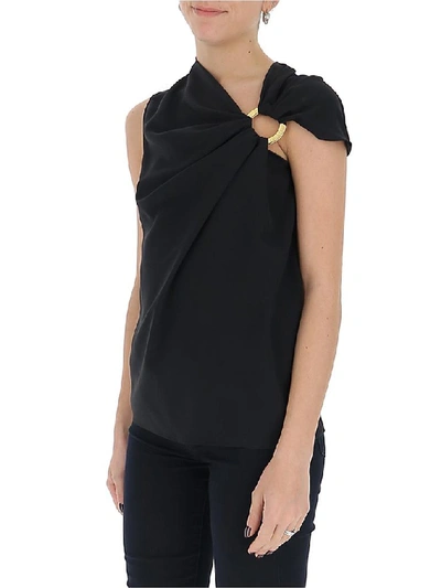 Shop Versace Ring Detail Top In Black