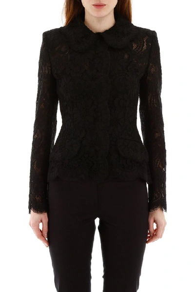 Shop Dolce & Gabbana Lace Fitted Shirt In Black