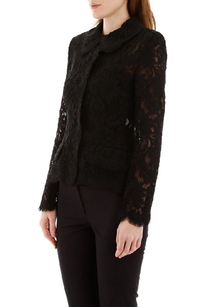 Shop Dolce & Gabbana Lace Fitted Shirt In Black