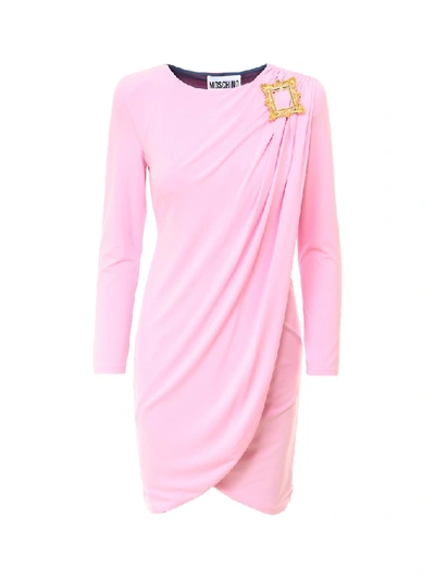 Shop Moschino Draped Dress In Pink