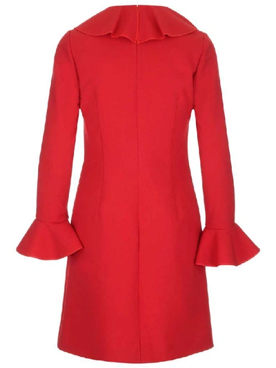 Shop Valentino Ruffle Trim Shift Dress In Red