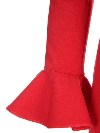 Shop Valentino Ruffle Trim Shift Dress In Red