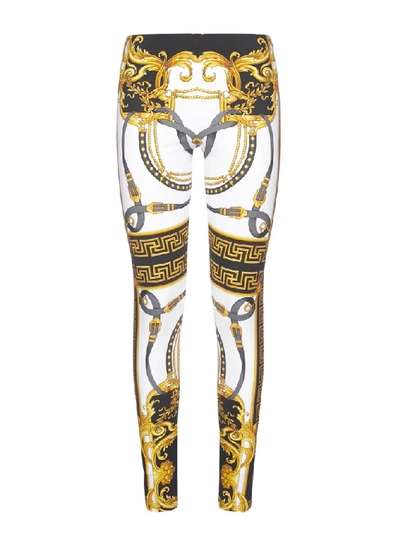 Shop Versace Printed Leggings In Multi