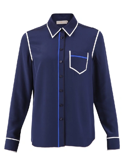 Shop Tory Burch Pocket Detail Shirt In Blue