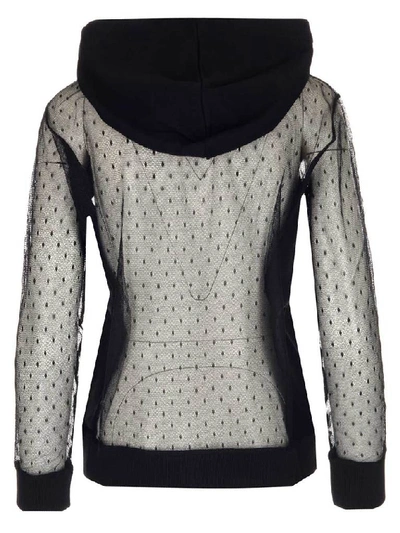 Shop Red Valentino Transparent Mesh Hoodie In Black