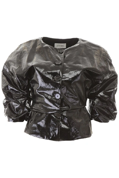 Shop Lemaire Lamaire Cropped Buttoned Jacket In Black