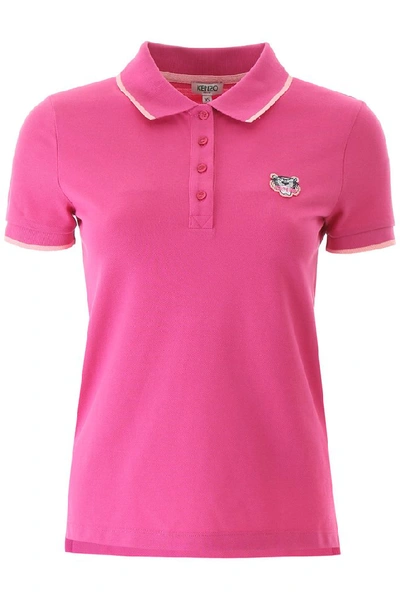 Shop Kenzo Tiger Embroidered Polo Shirt In Pink