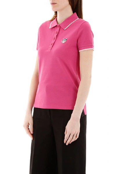 Shop Kenzo Tiger Embroidered Polo Shirt In Pink