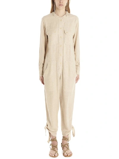 Shop Isabel Marant Buttoned Jumpsuit In Beige