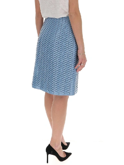 Shop Bottega Veneta Intrecciato Skirt In Blue
