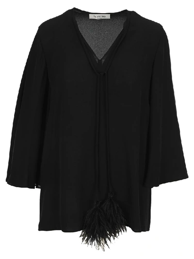 Shop Valentino Bell Sleeves V In Black