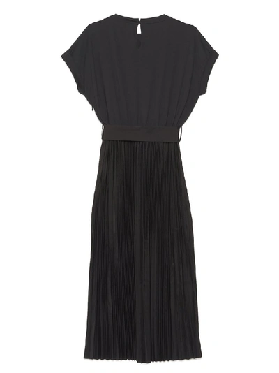 Shop Brunello Cucinelli Pleated Belted Dress In Black