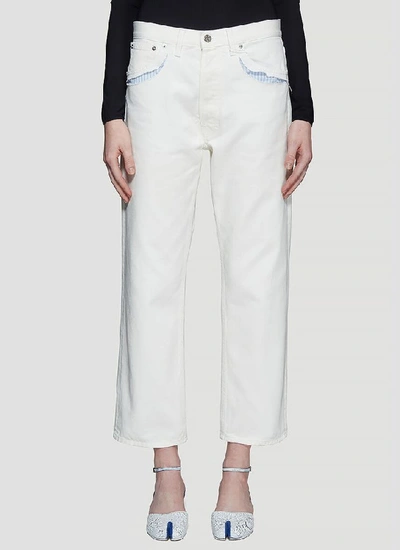 Shop Maison Margiela Striped Pocket Jeans In White