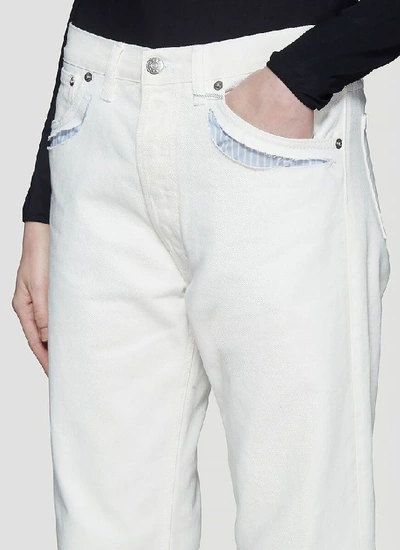 Shop Maison Margiela Striped Pocket Jeans In White