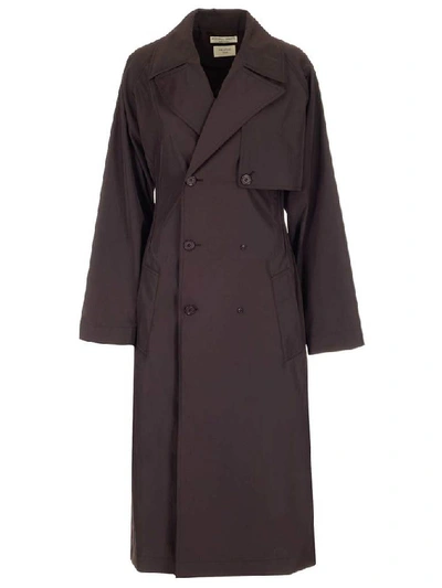 Shop Bottega Veneta Double Breasted Trench Coat In Purple