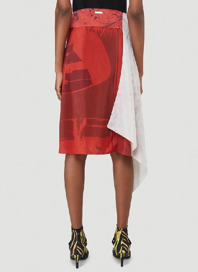 Shop Marine Serre Contrasting Panelled Draped Skirt In Red