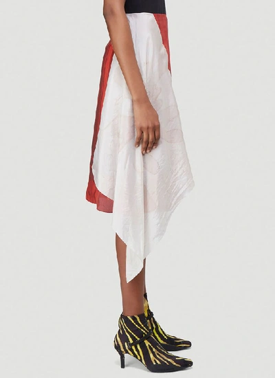 Shop Marine Serre Contrasting Panelled Draped Skirt In Red