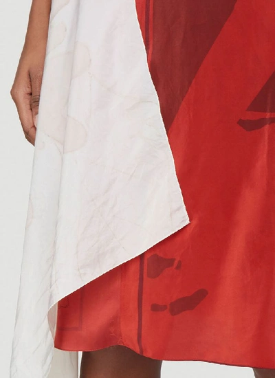 Shop Marine Serre Contrasting Panelled Draped Skirt In Red