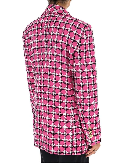 Shop Versace Scarf Detail Blazer In Pink