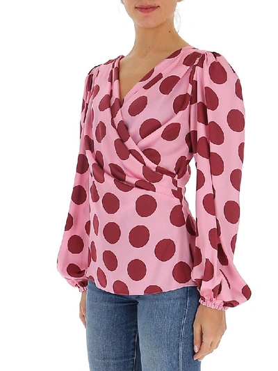 Shop Dolce & Gabbana Polka Dots Blouse In Pink
