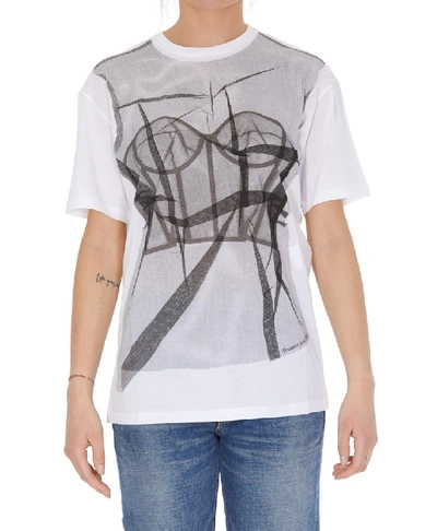 Shop Alexander Mcqueen Corset Print T In White