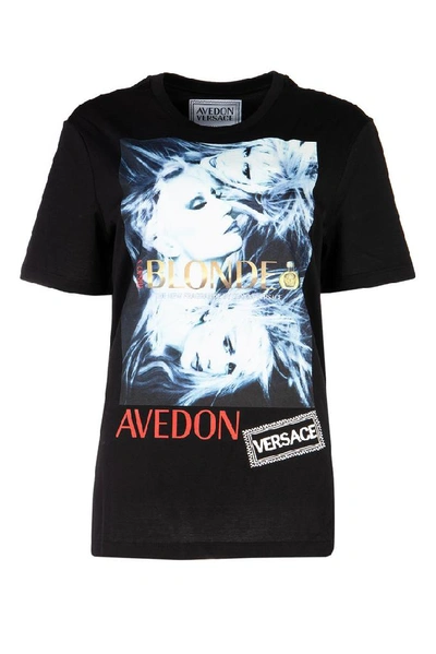 Shop Versace Avedon Logo Printed T In Black