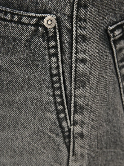 Shop Saint Laurent Frayed Denim Shorts In Grey