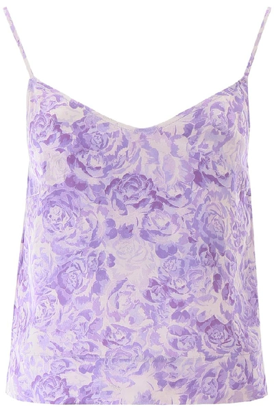 Shop Ganni Floral Print Camisole In Purple