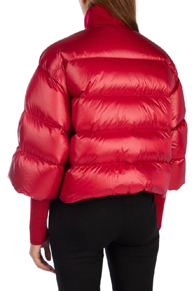 Shop Red Valentino Cropped Sleeve Insert Puffer Jacket