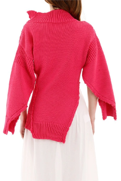 Shop Marni Raw Cut Distressed Knitted Sweater In Pink