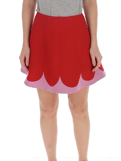 Shop Valentino Scallop Detail Mini Skirt In Red