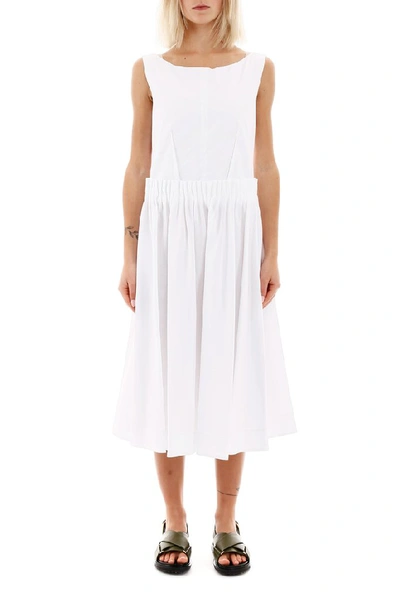 Shop Marni Pleated Buttoned Midi Dress In White