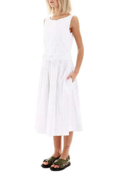 Shop Marni Pleated Buttoned Midi Dress In White