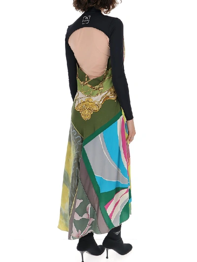 Shop Marine Serre Contrasting Panelled Cowl Dress In Multi